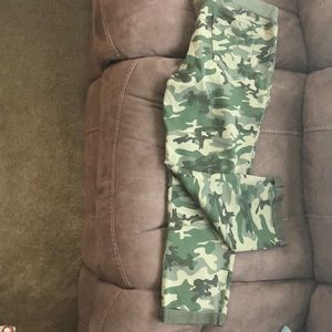 Camouflage capris.